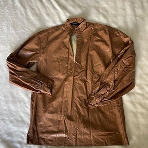 Olivaceous Tan Faux Leather Shirt